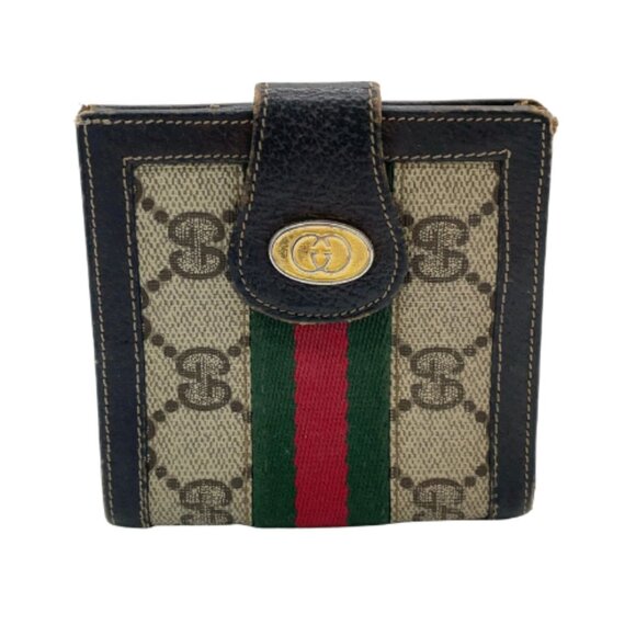 Handbags - Vintage Gucci Sherry Line Canvas Wallet with Leather Trim